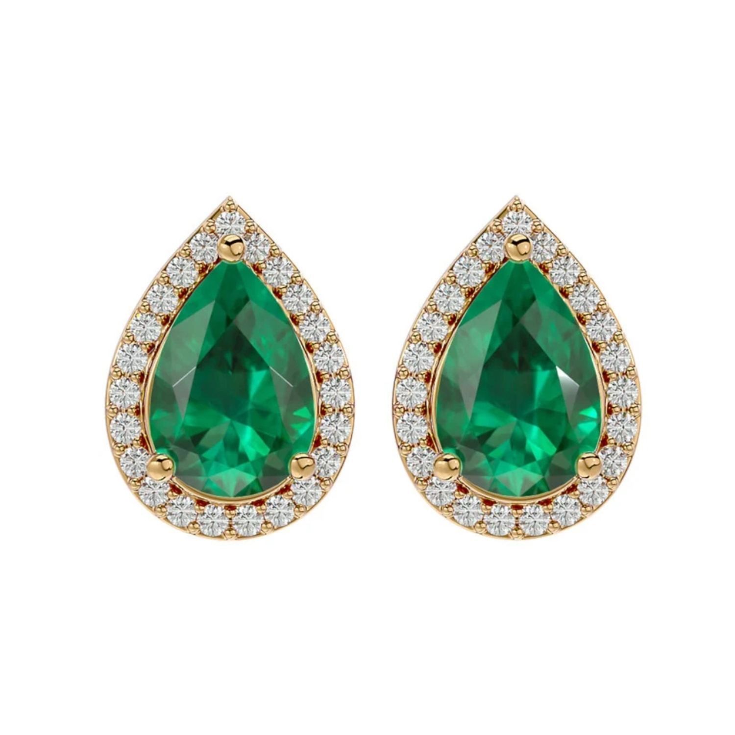 K18 EARRINGS WITH DIAMONDS AND EMERALDS