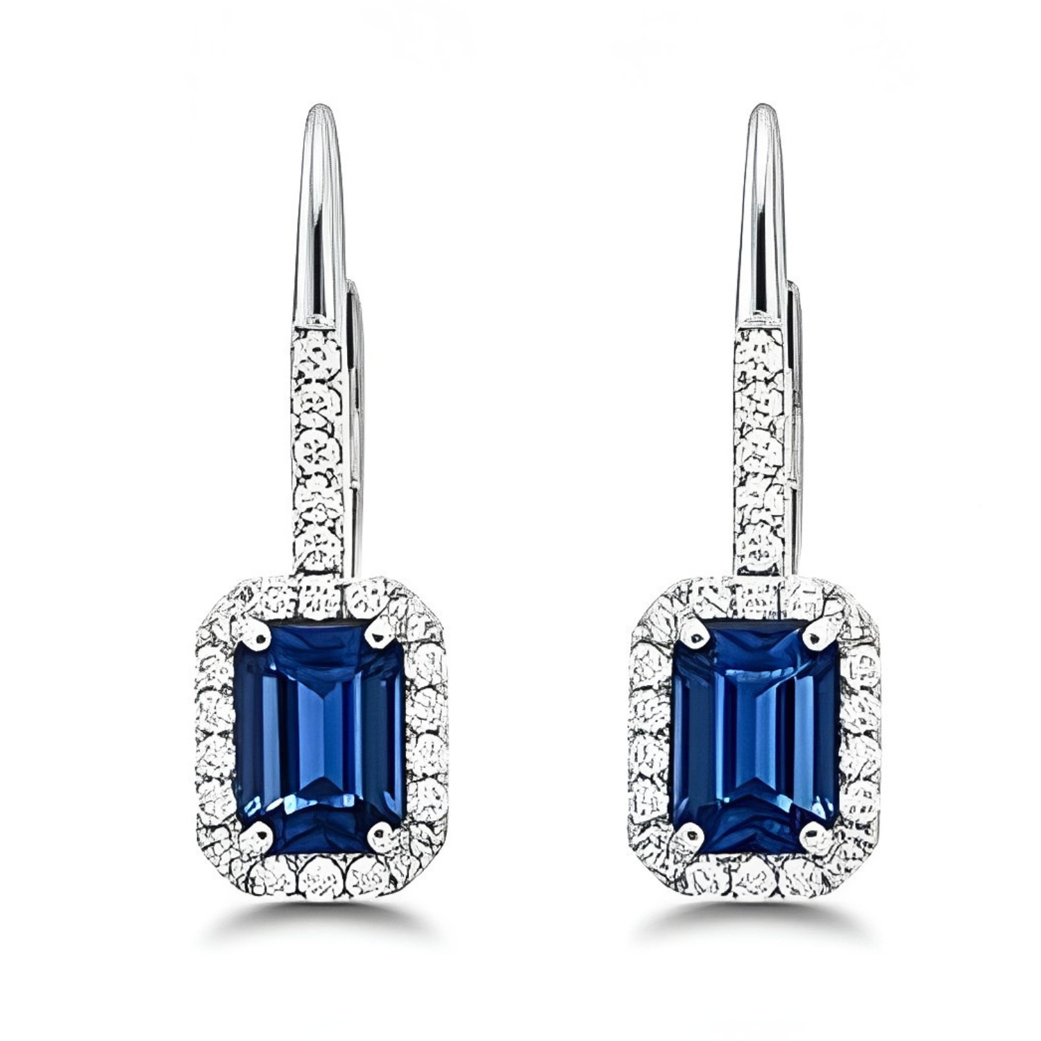 K18 WHITE GOLD EARRINGS WITH DIAMONDS AND SAPPHIRES