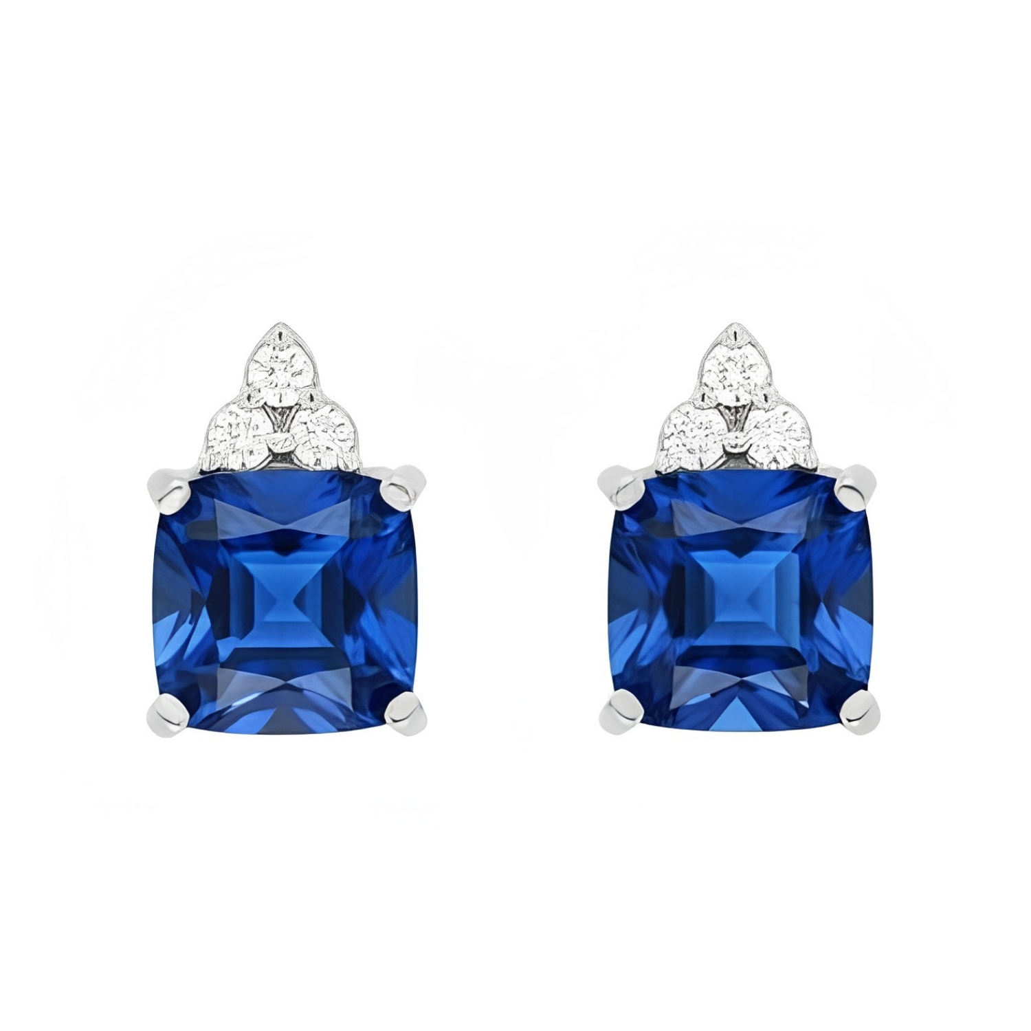K18 WHITE GOLD EARRINGS WITH DIAMONDS AND SAPPHIRES