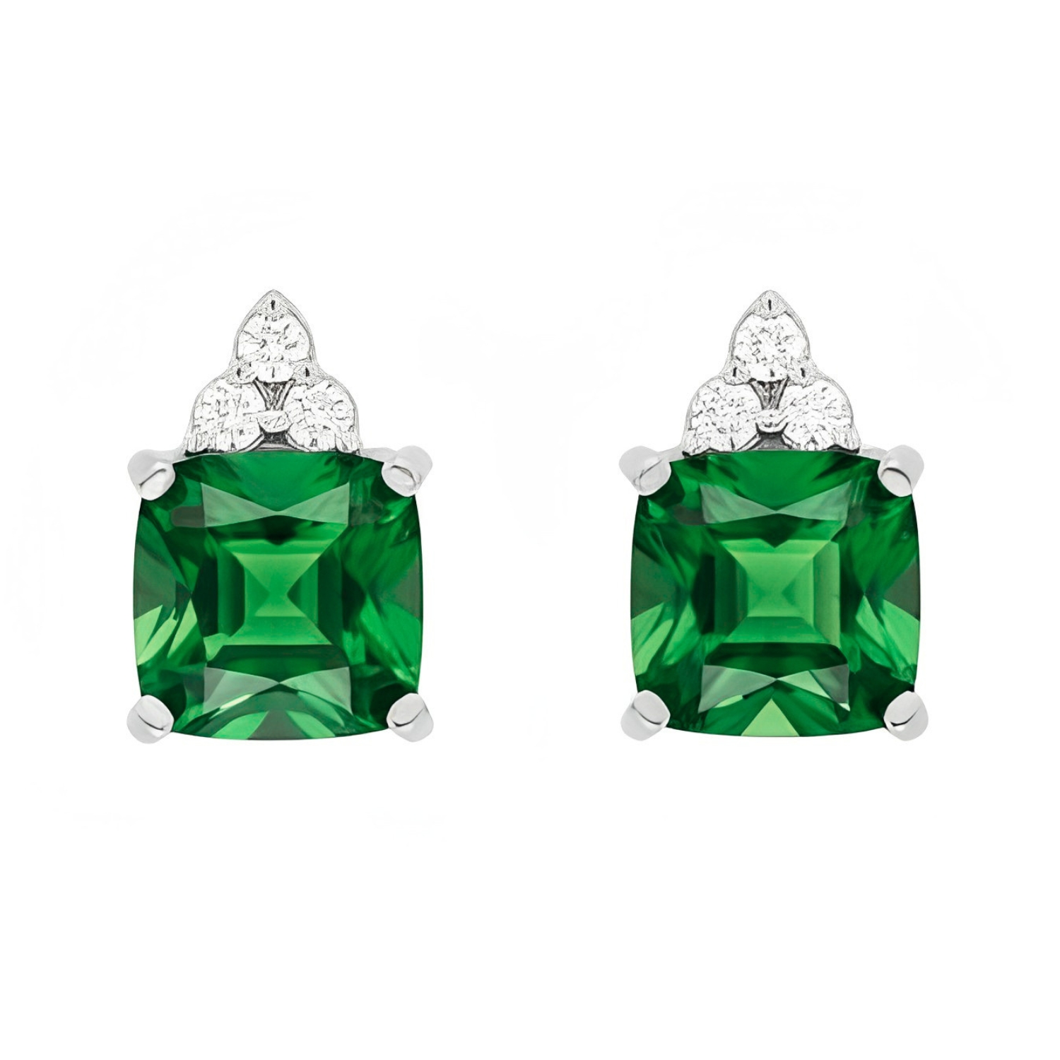 K18 WHITE GOLD EARRINGS WITH DIAMONDS AND EMERALDS