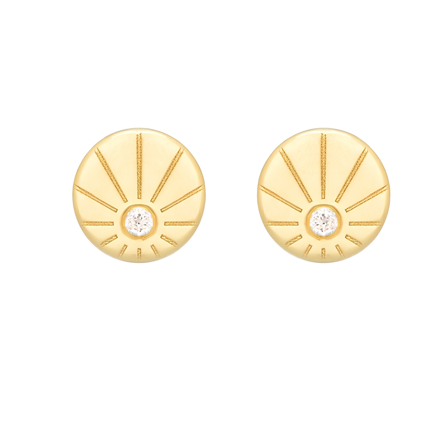 ROUND EARRINGS 14K GOLD WITH DIAMONDS