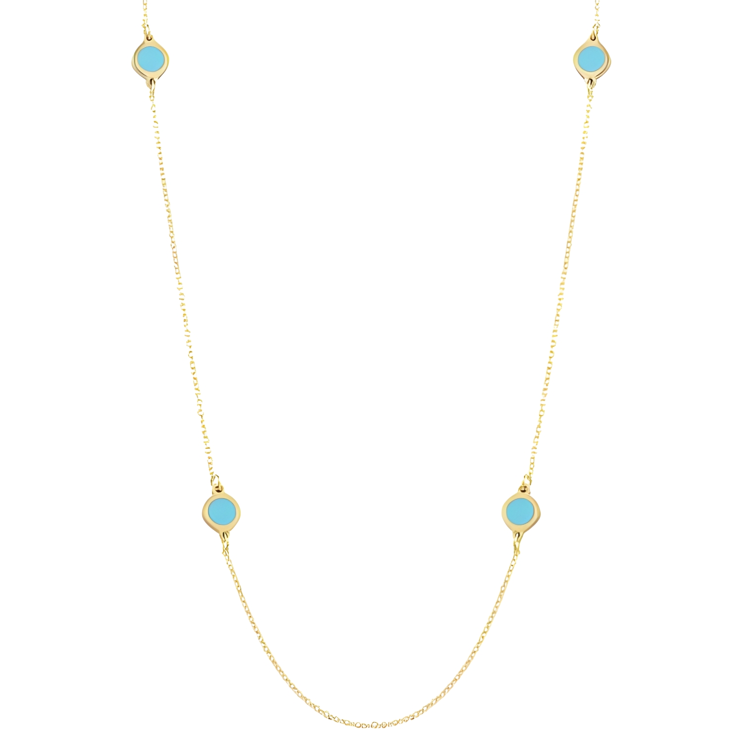 NECKLACE K14 GOLD WITH TURQUOISE CERAMIC