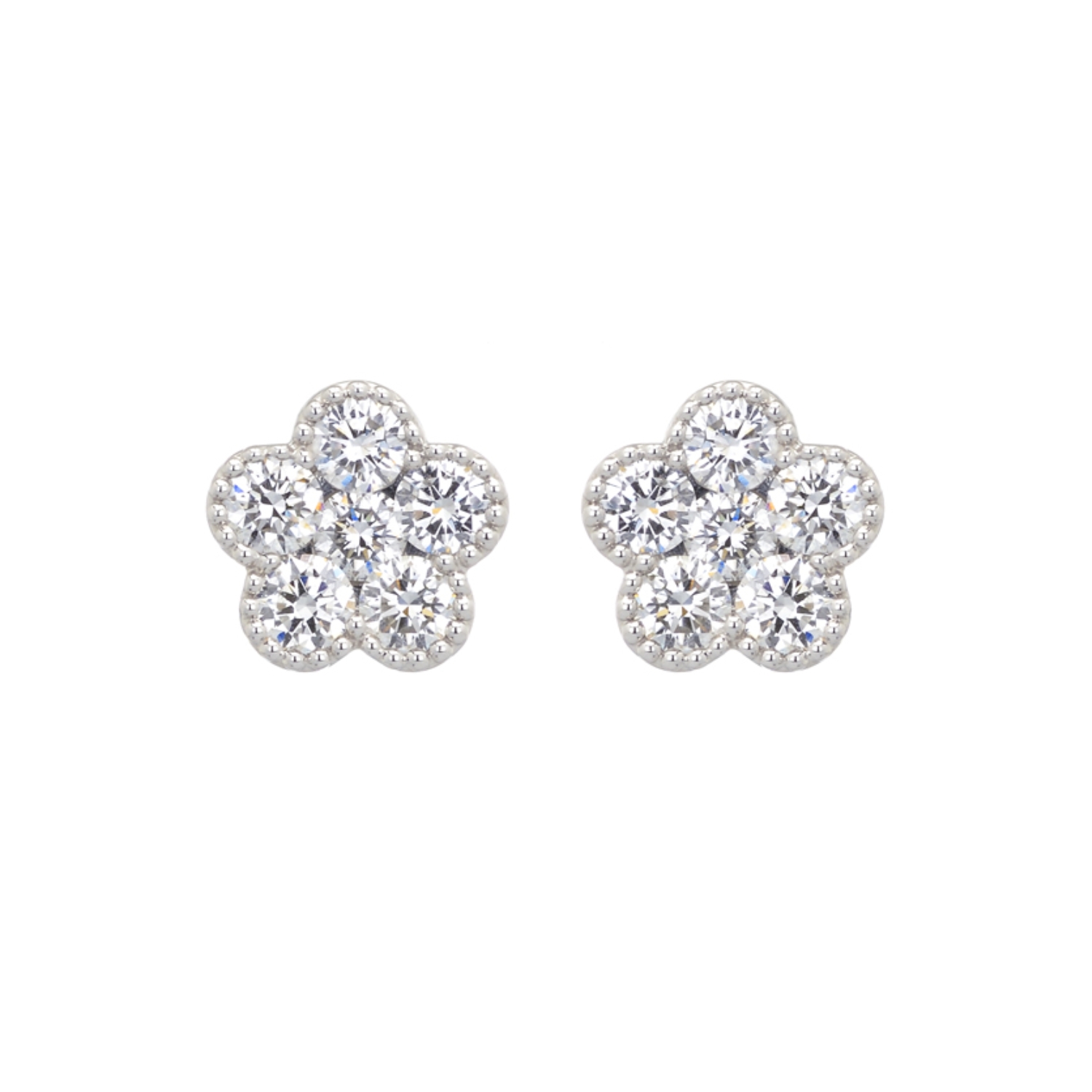 18K WHITE GOLD STUD EARRINGS IN A FLOWER SHAPE