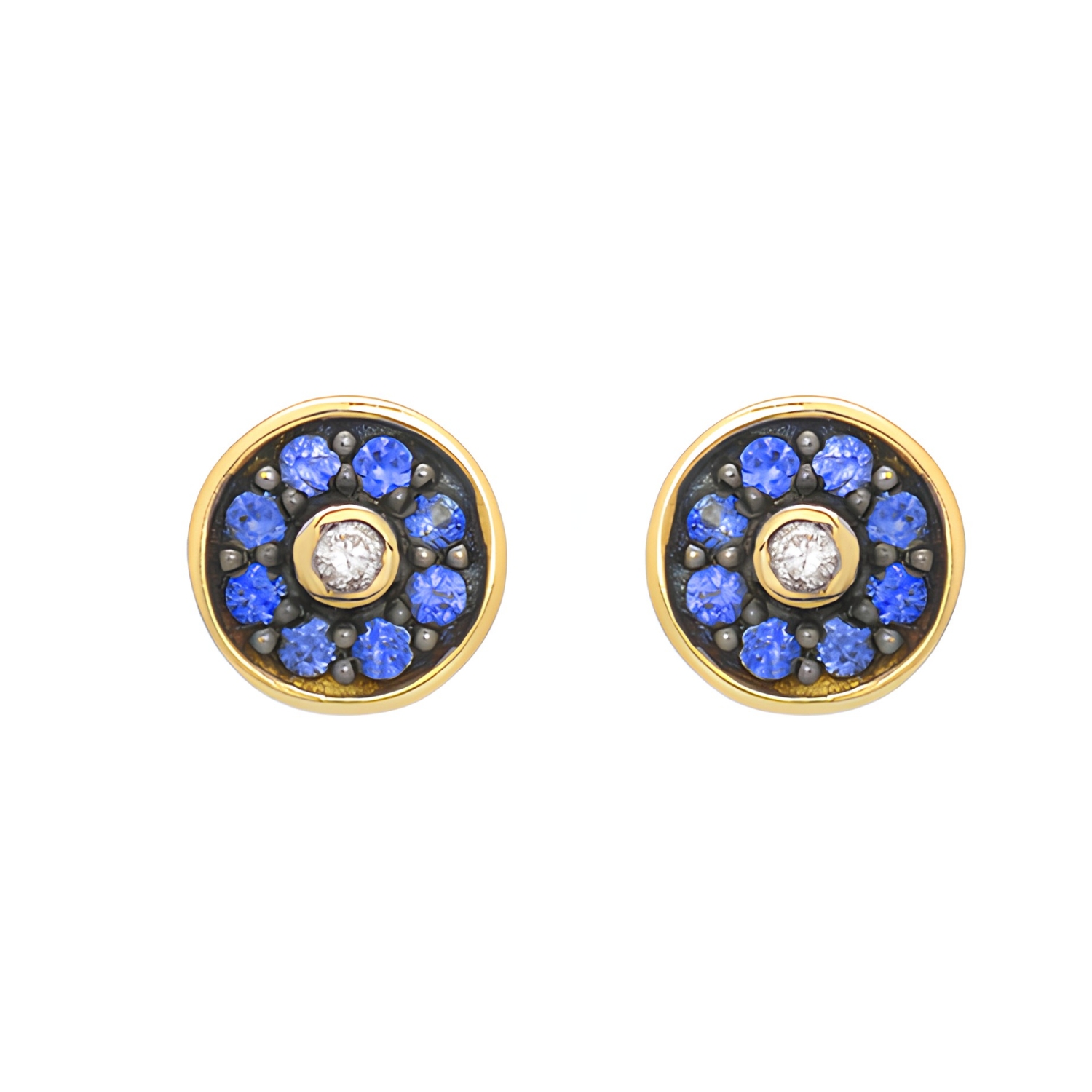 DIAMOND GOLD EARRINGS WITH SAPPHIRES