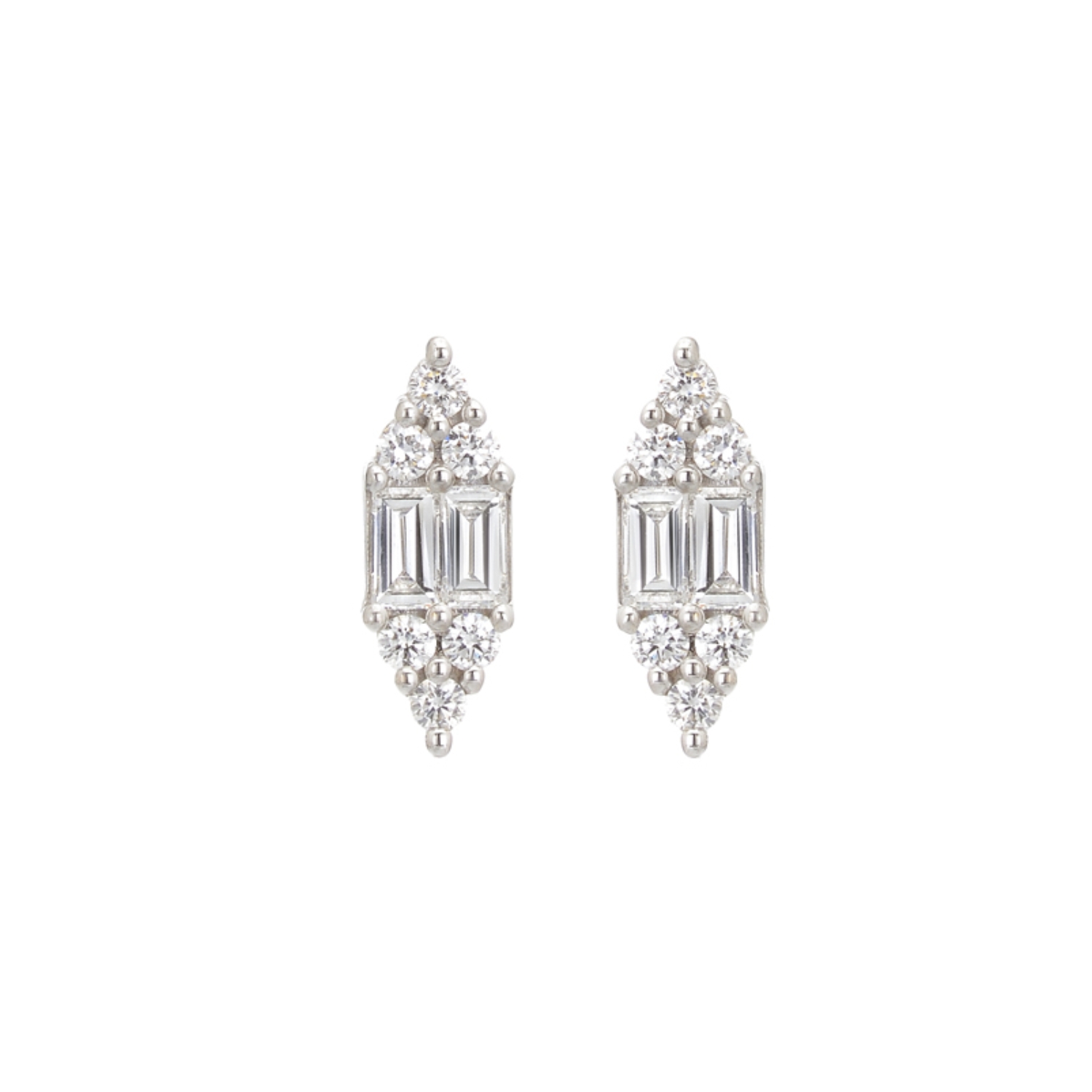 EARRINGS K18 WHITE GOLD WITH BAGUETTE DIAMONDS