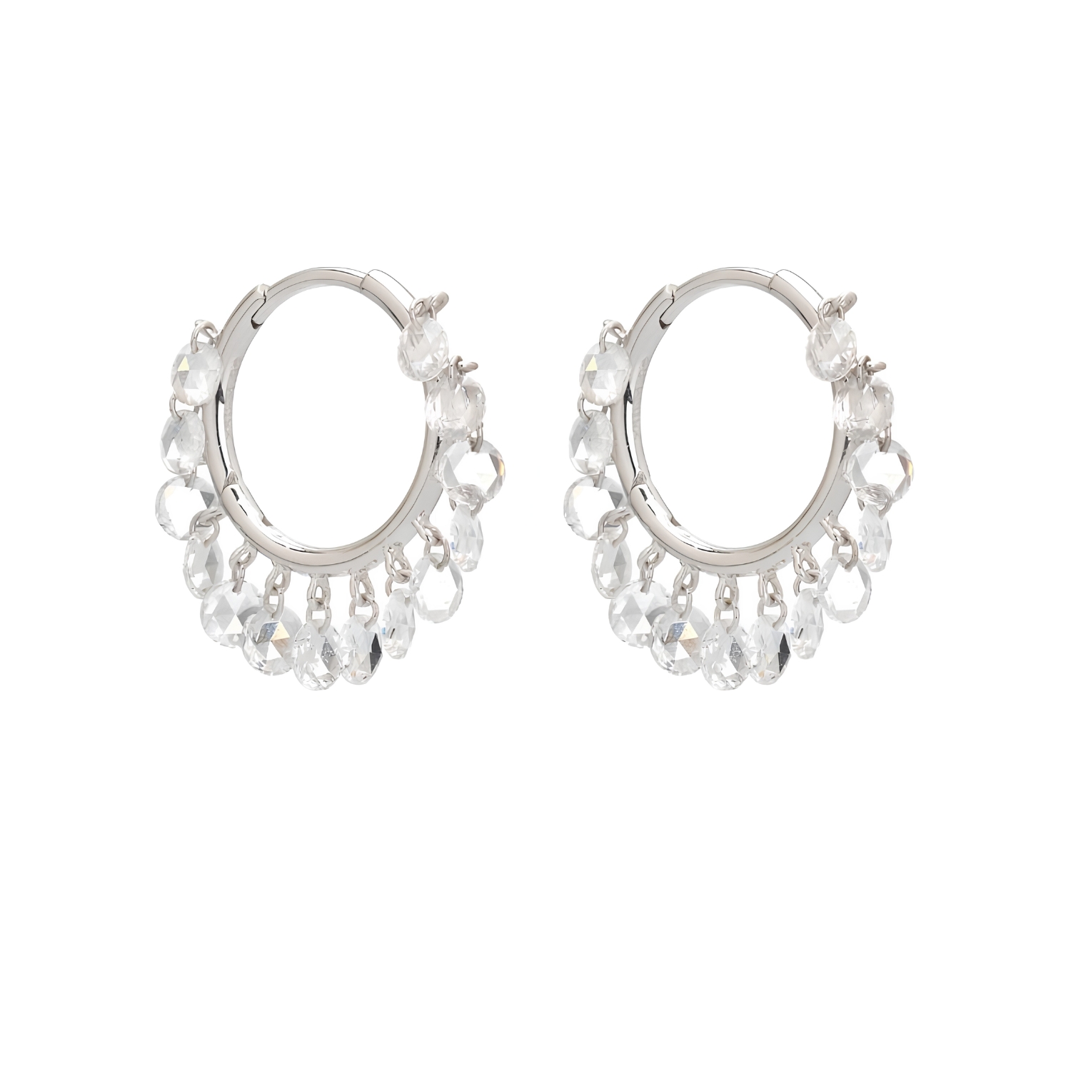 18K GOLD HOOP EARRINGS WITH BRIOLETTE DIAMONDS