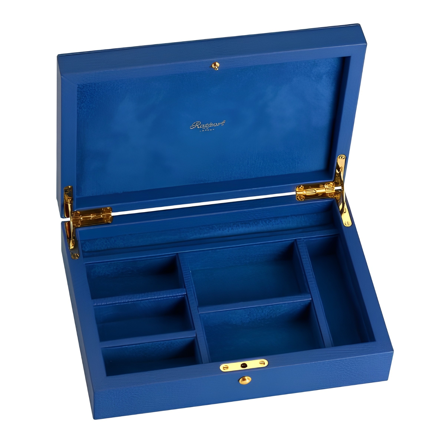 JEWELRY BOX LEATHER WITH 6 CASES AND SILVER CHARACTER TANGLED