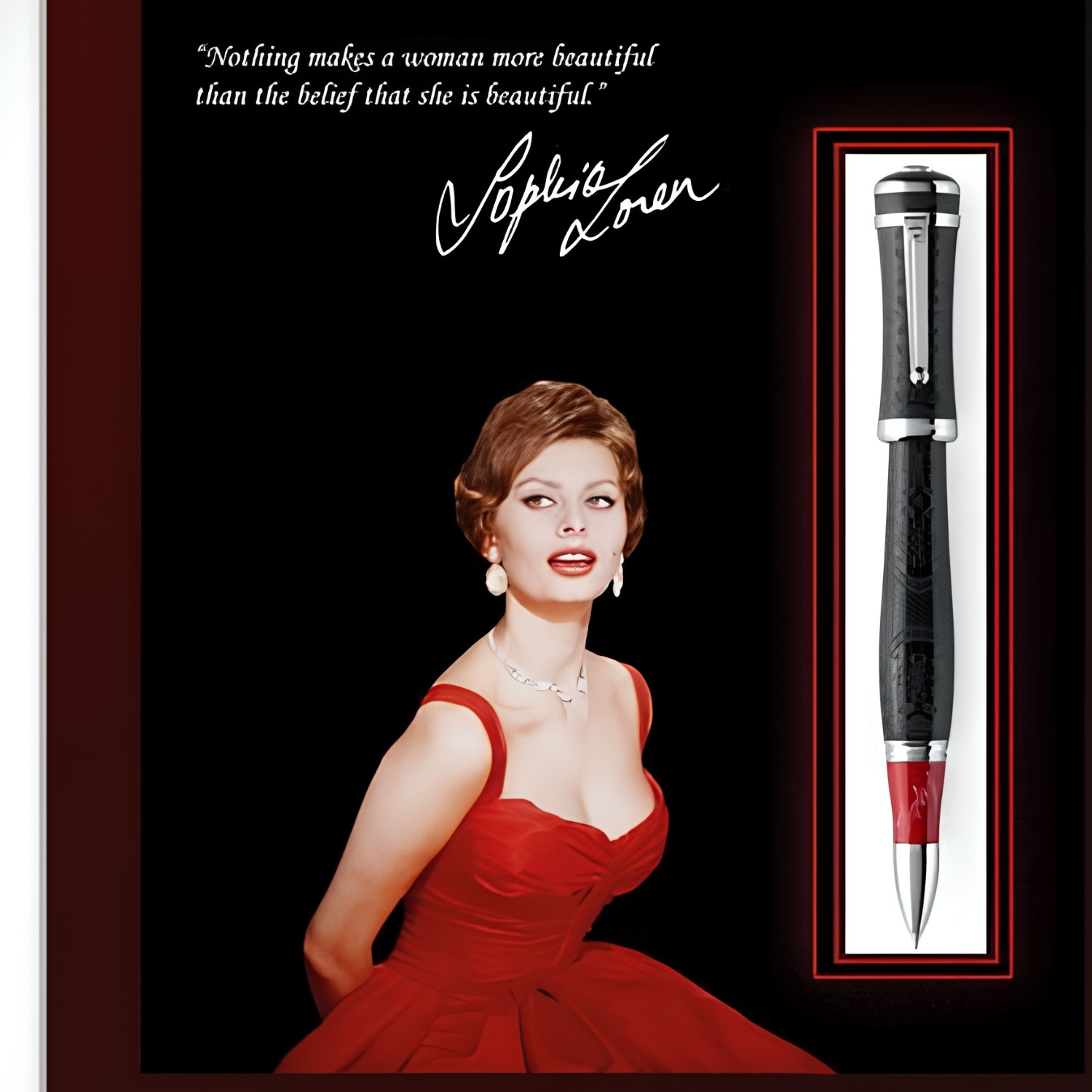 MONTEGRAPPA SOPHIA LOREN ROLLERBALL BLACK AND SILVER ISICLRSC