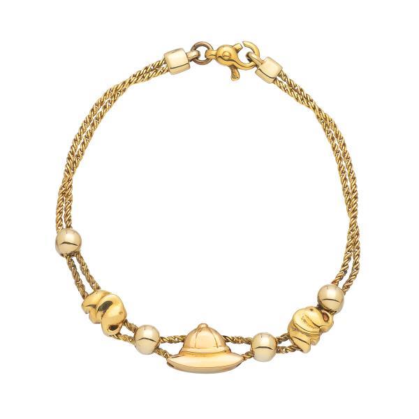 BRACELET WITH DOUBLE CHAIN K18 YELLOW GOLD