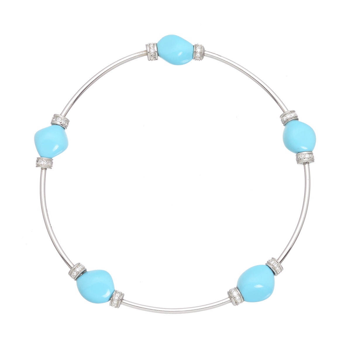 DIAMOND BRACELET WITH TURQUOISE K18 WHITE GOLD
