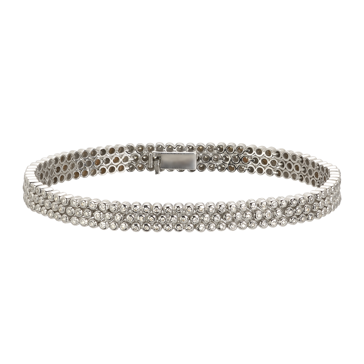 K18 WHITE GOLD TRIPLE TENNIS DIAMOND BRACELET