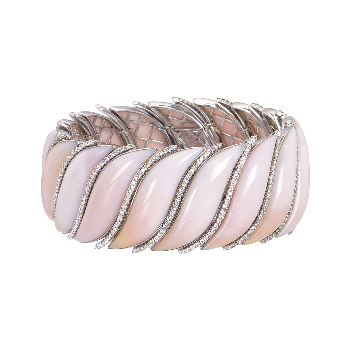 K18 WHITE GOLD DIAMOND BRACELET WITH SEMI-PRECIOUS STONES