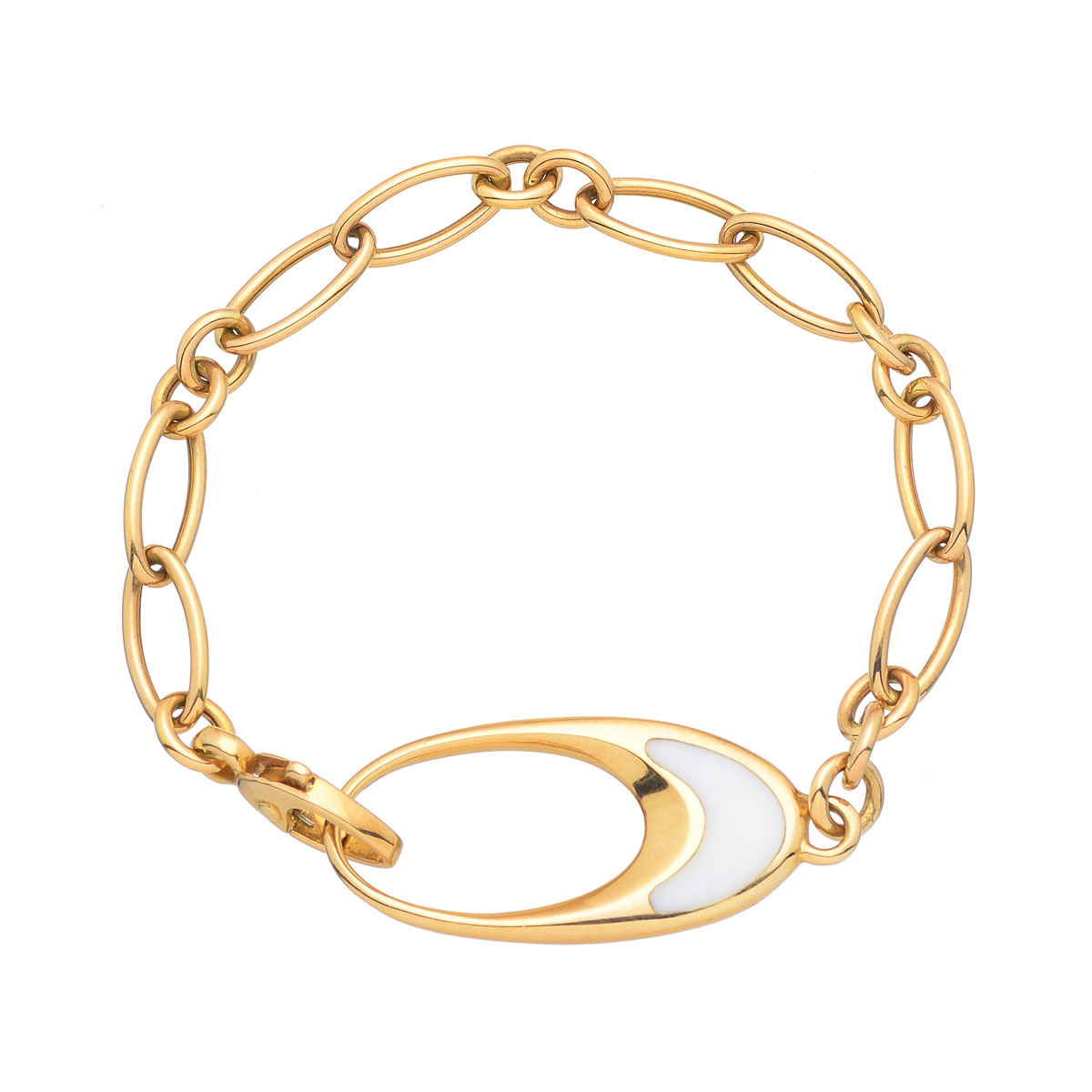 BRACELET WITH WHITE AGATE K18 ROSE GOLD