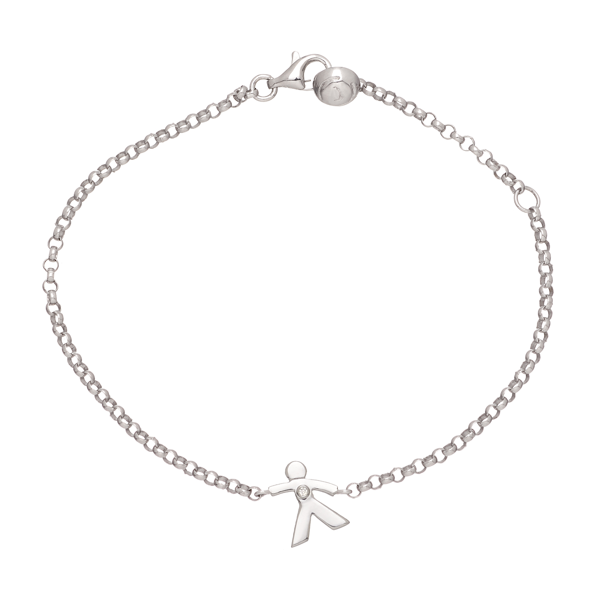 K18 WHITE GOLD BOY FIGURE BRACELET WITH DIAMOND