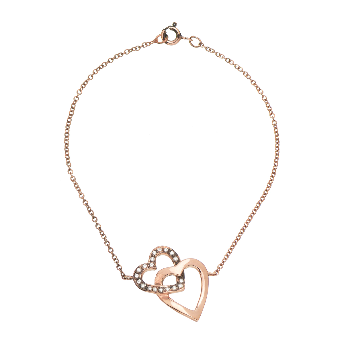 K18 ROSE GOLD HEART BRACELET WITH DIAMONDS
