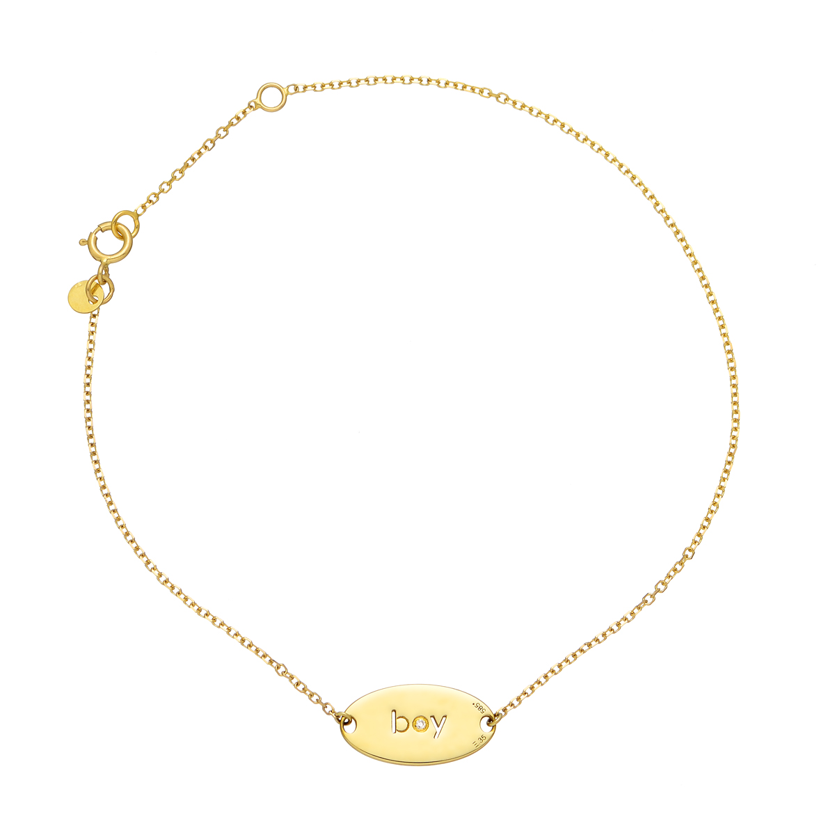 YELLOW GOLD BRACELET WITH WORD BOY