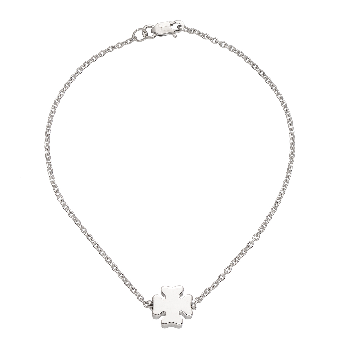 K18 WHITE GOLD BRACELET WITH FOUR-LEAF CLOVER