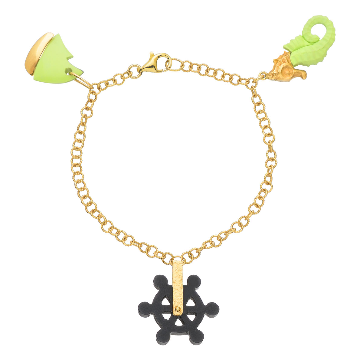 BRACELET WITH ENAMEL AND ONYX K18 YELLOW GOLD