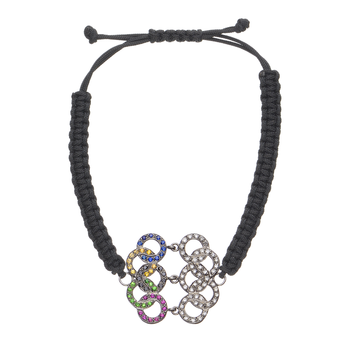 K18 BLACKENED GOLD DIAMOND BRACELET WITH RUBIES AND SAPPHIRES