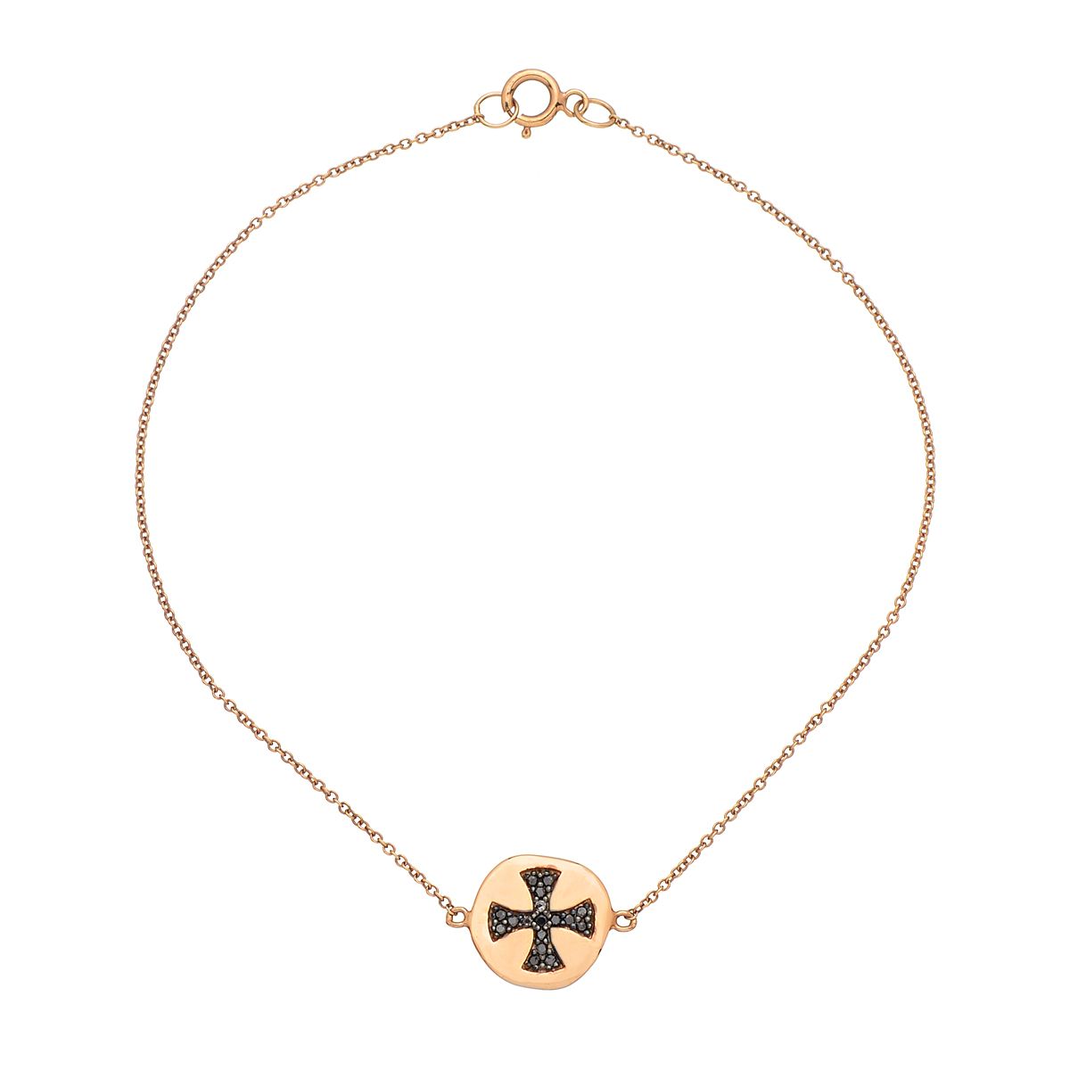 K18 ROSE GOLD BLACK DIAMOND CROSS BRACELET