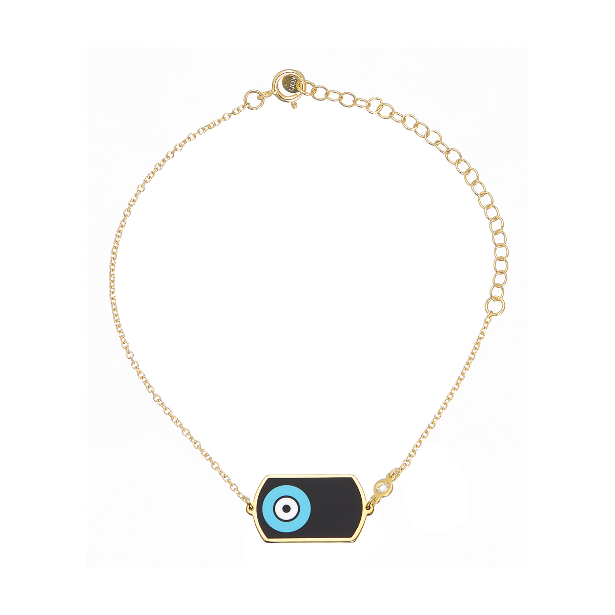YELLOW GOLD BRACELET K14 WITH CERAMIC TAG EYE