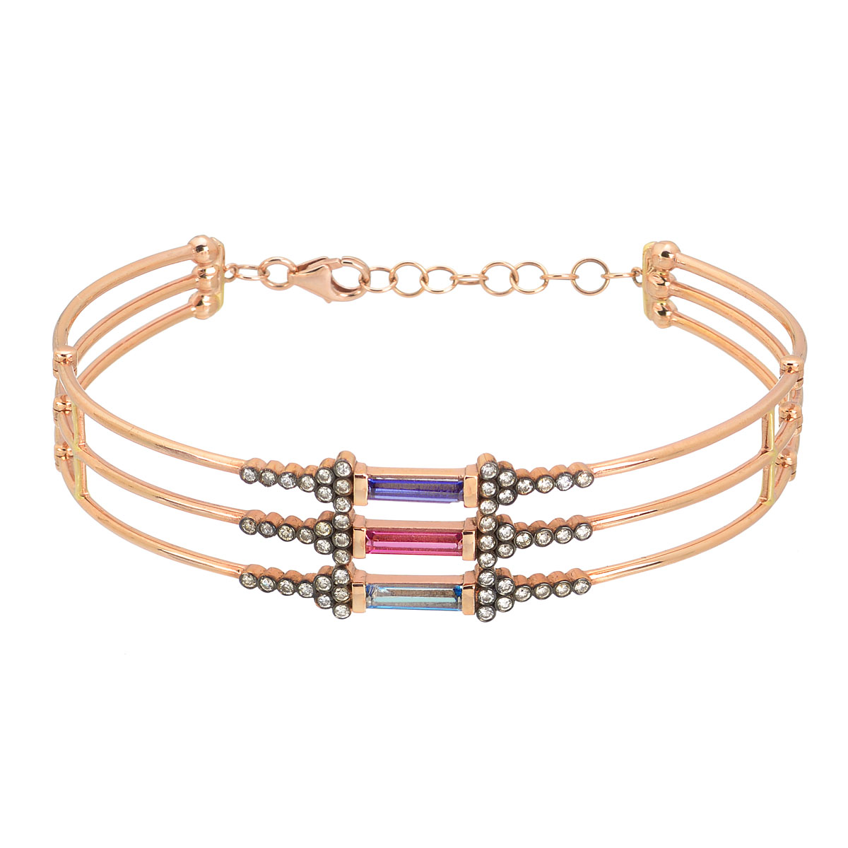 DIAMOND BRACELET WITH SAPPHIRES K18 ROSE GOLD