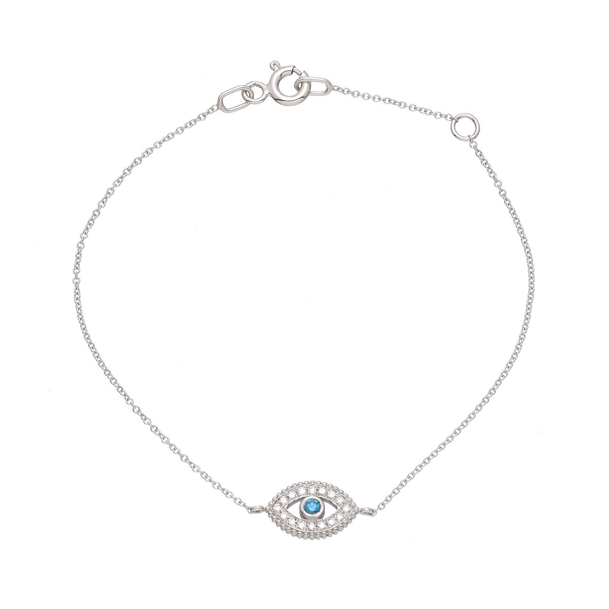 EVIL EYE DIAMOND BRACELET WITH SAPPHIRE K18 WHITE GOLD