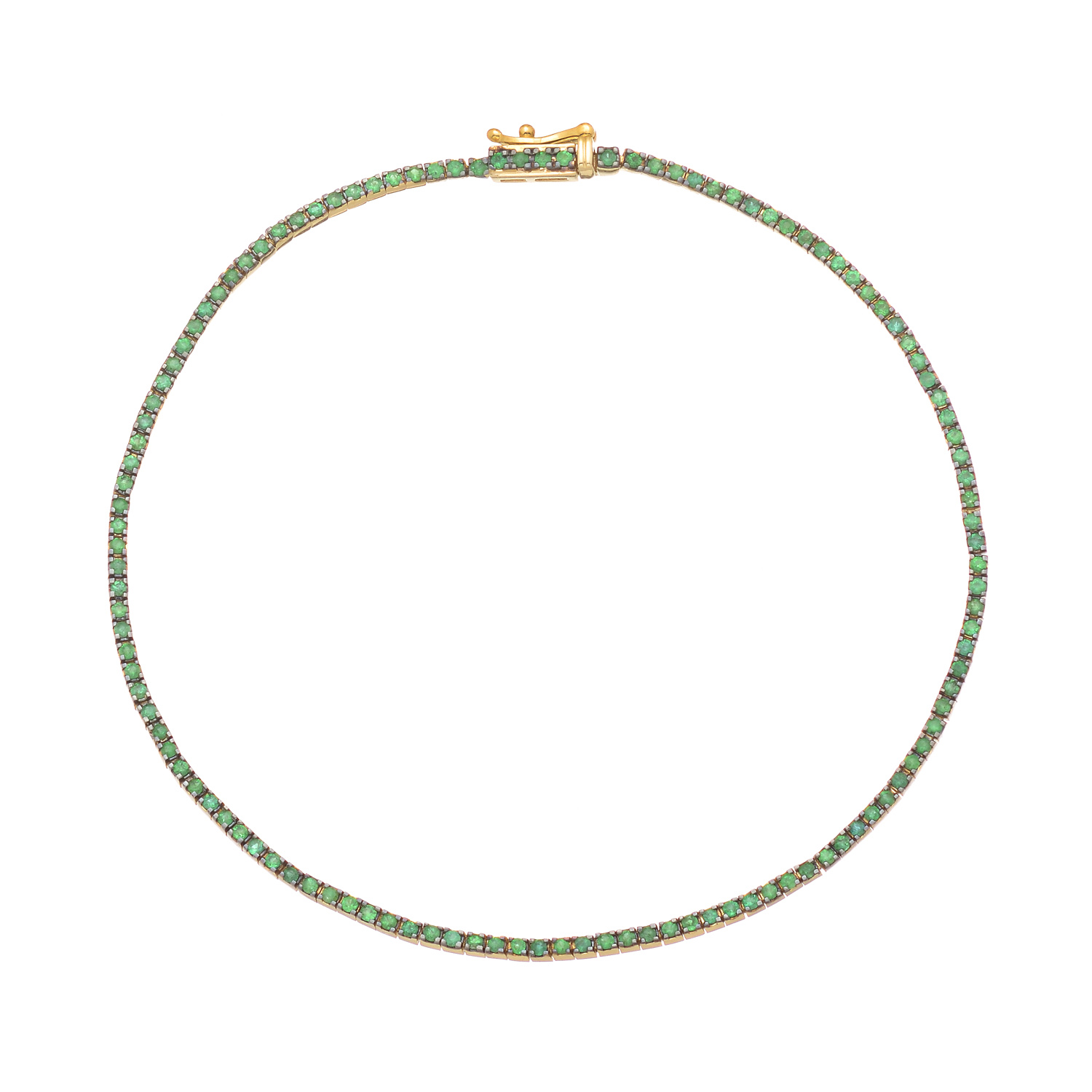 TENNIS BRACELET WITH EMERALDS 14K YELLOW GOLD