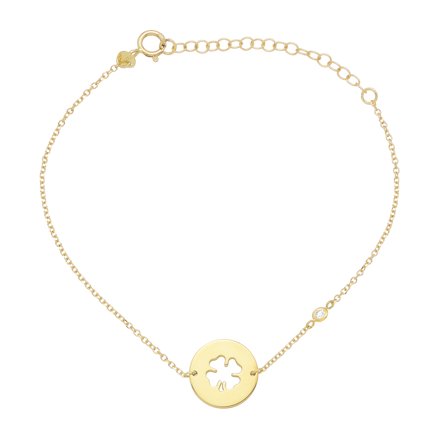 CLOVER BRACELET K14 YELLOW GOLD WITH DIAMOND