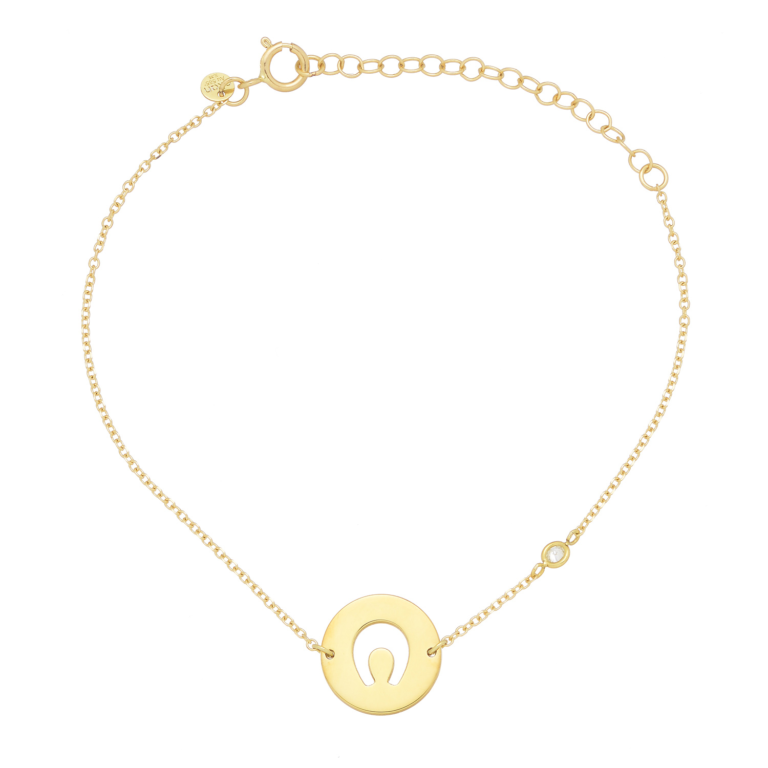 BRACELET YELLOW GOLD 14 WITH BOY FIGURE AND DIAMOND