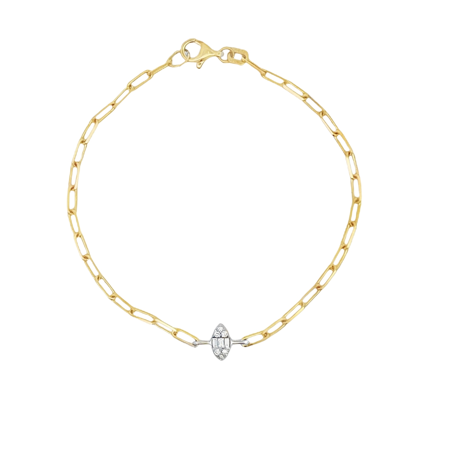 18K GOLD BRACELET WITH ROUND & BAGUETTE DIAMONDS