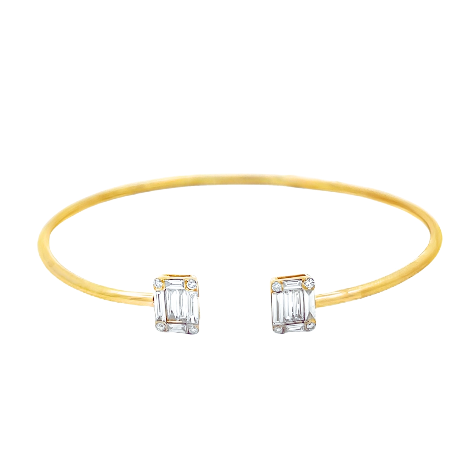 18K GOLD BRACELET WITH ROUND & BAGUETTE DIAMONDS