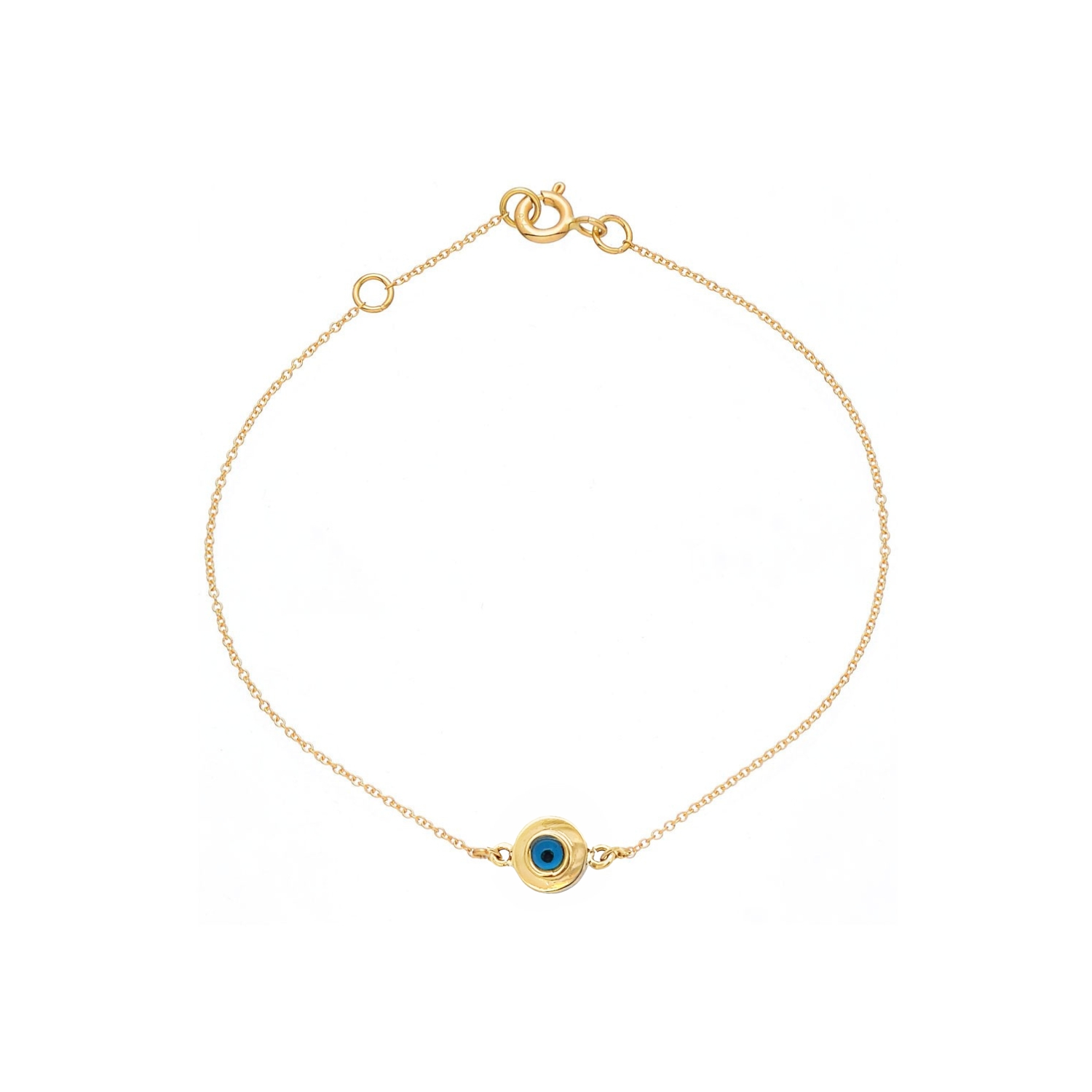 14K GOLD BRACELET DOUBLE SIDED WITH EYE AND TURQUOISE
