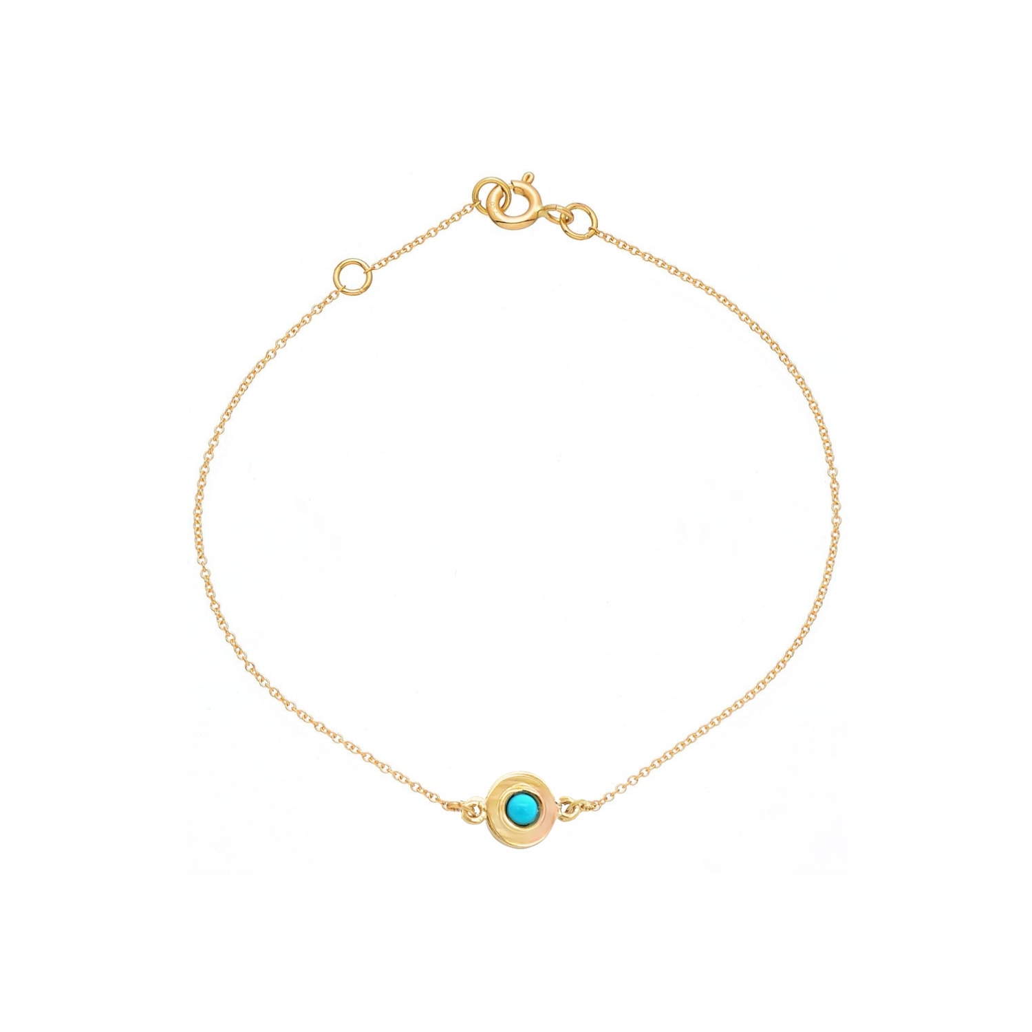 14K GOLD BRACELET DOUBLE SIDED WITH EYE AND TURQUOISE