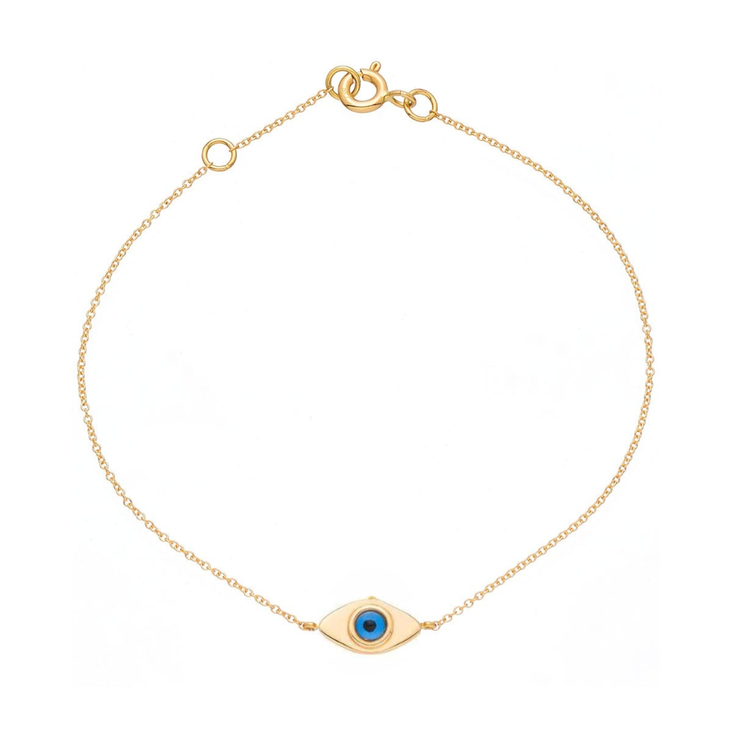 14K GOLD BRACELET DOUBLE SIDED WITH EYE AND TURQUOISE