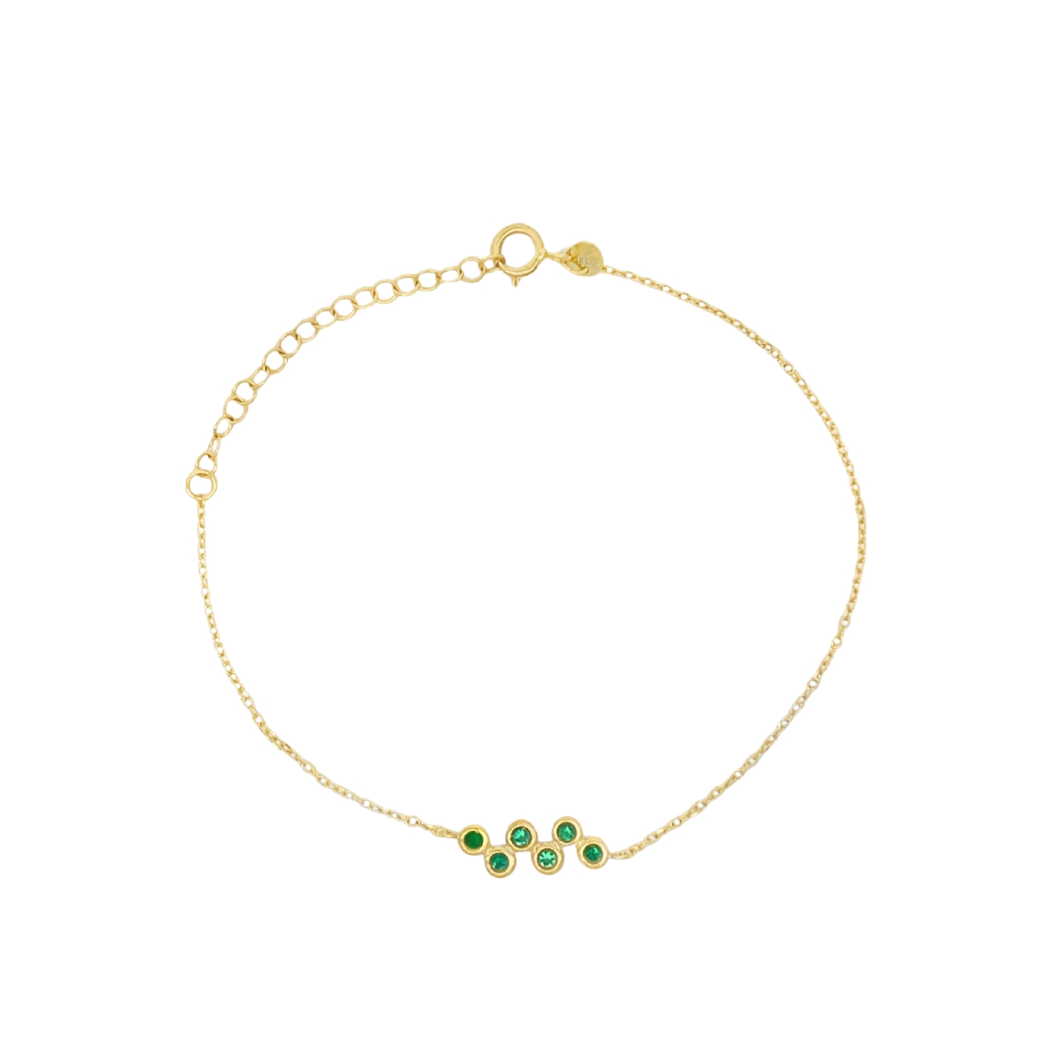 K14 GOLD BRACELET WITH 9 EMERALDS