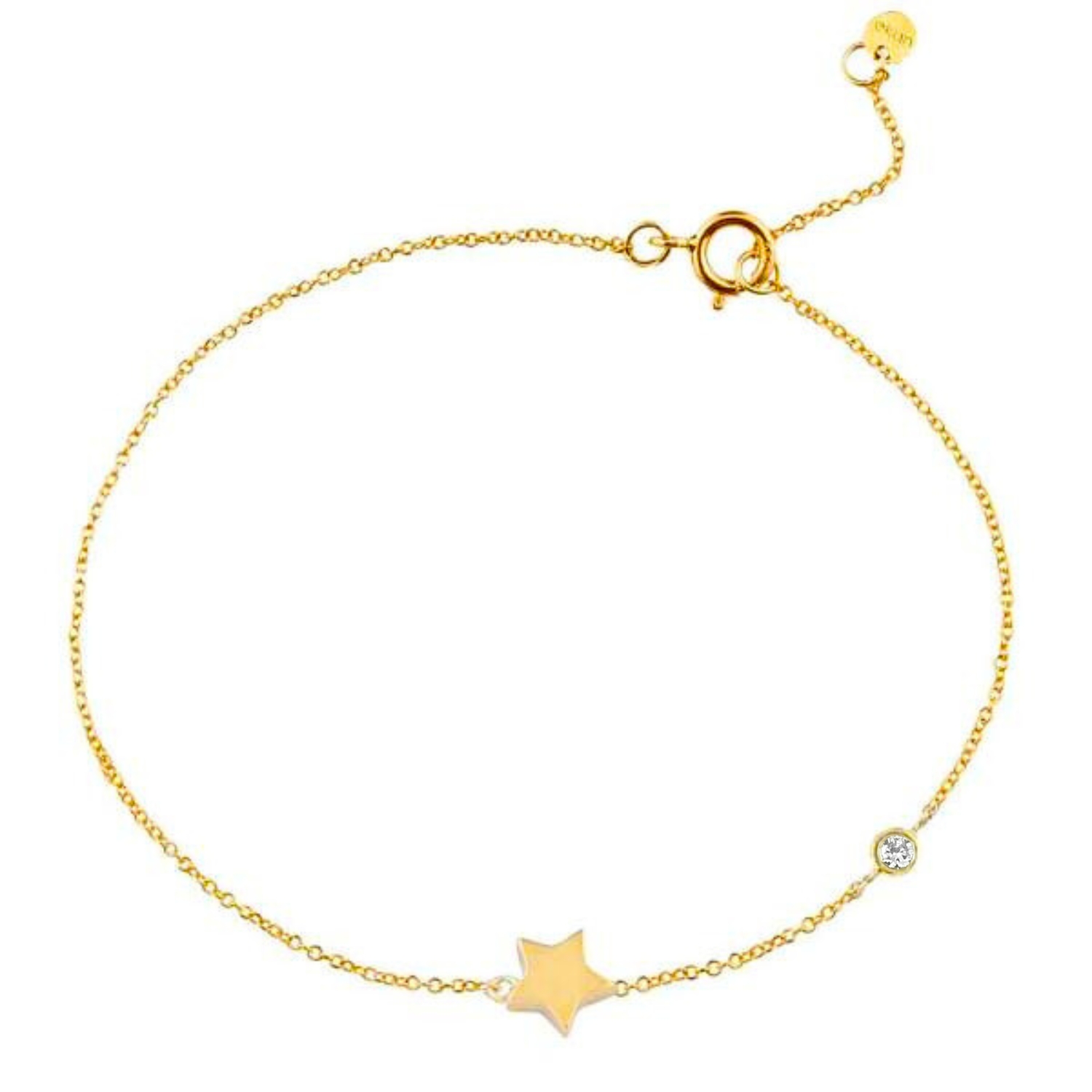K14 GOLD BRACELET WITH STAR & DIAMOND