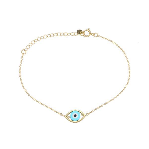 K14 GOLD BRACELET WITH CERAMIC EVIL EYE