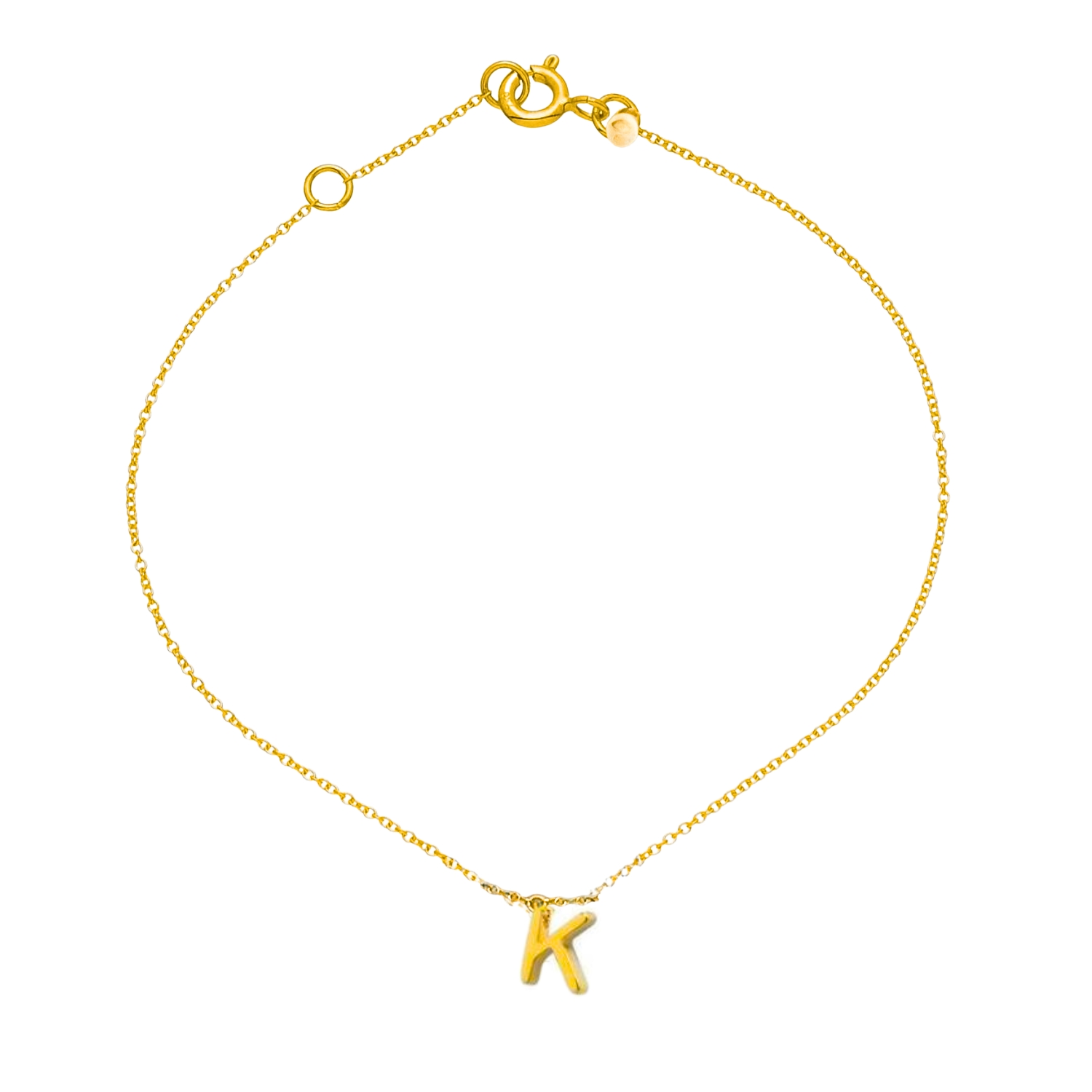 K14 GOLD BRACELET WITH ΙΝΙΤΙΑL -K-