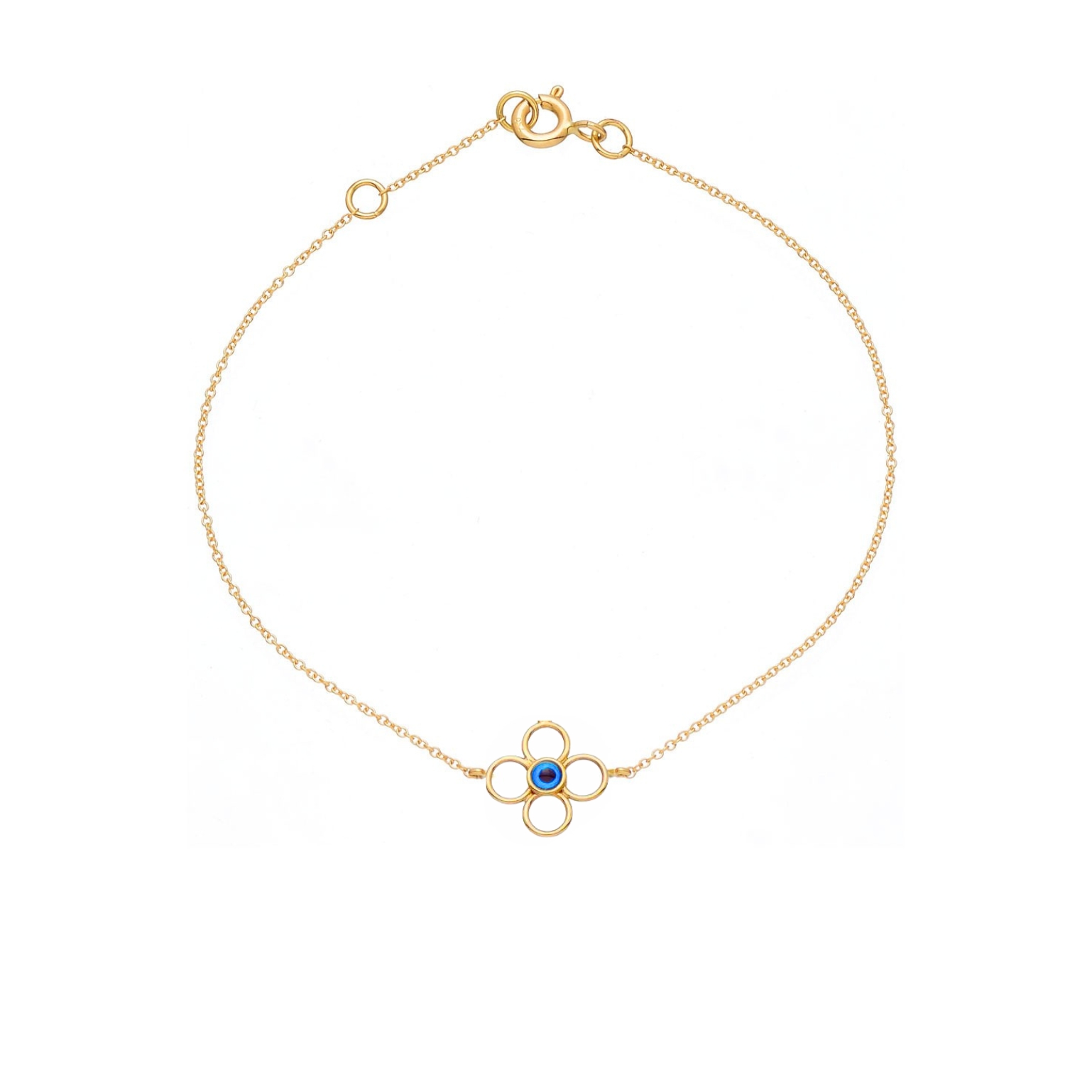 14K GOLD BRACELET DOUBLE-SIDED CROSS WITH EVIL EYE AND TURQUOISE