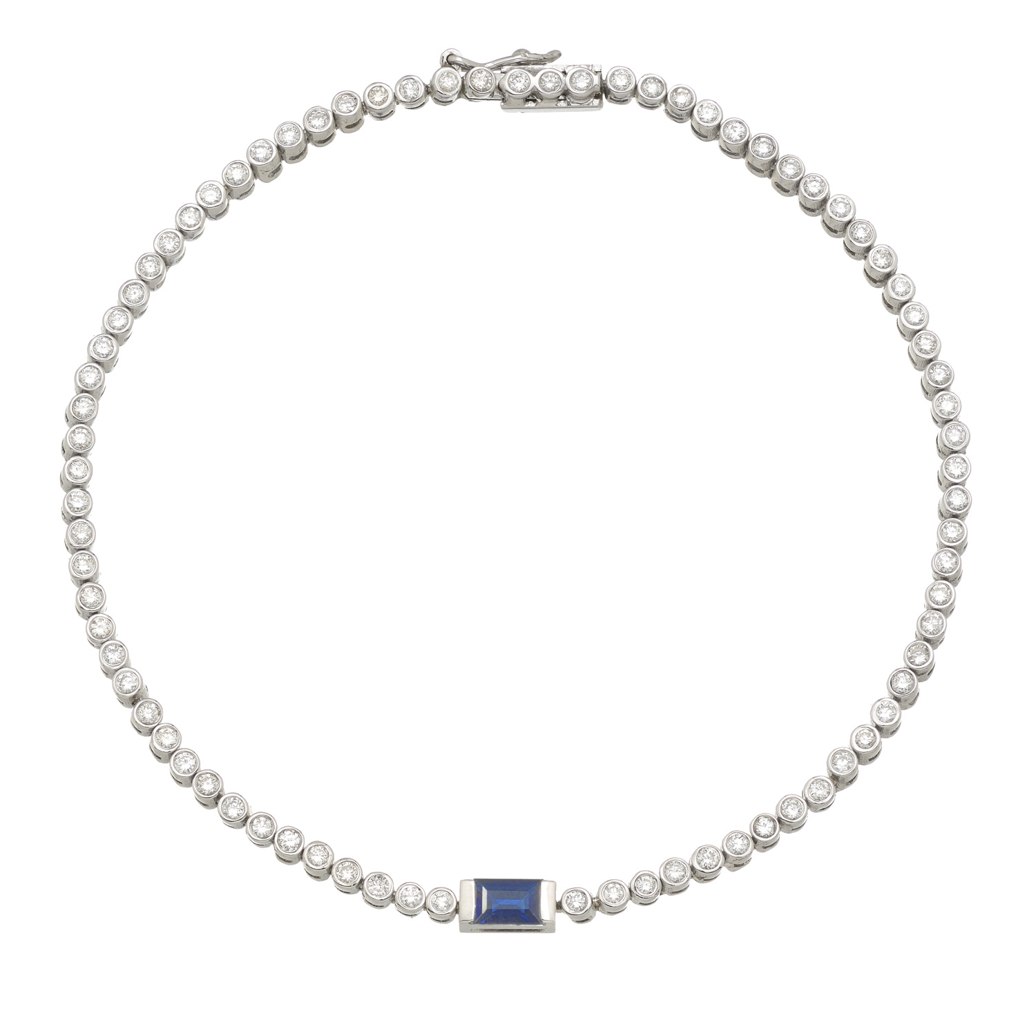 RIVIERA BRACELET K18 WHITE GOLD WITH DIAMONDS AND SAPPHIRE