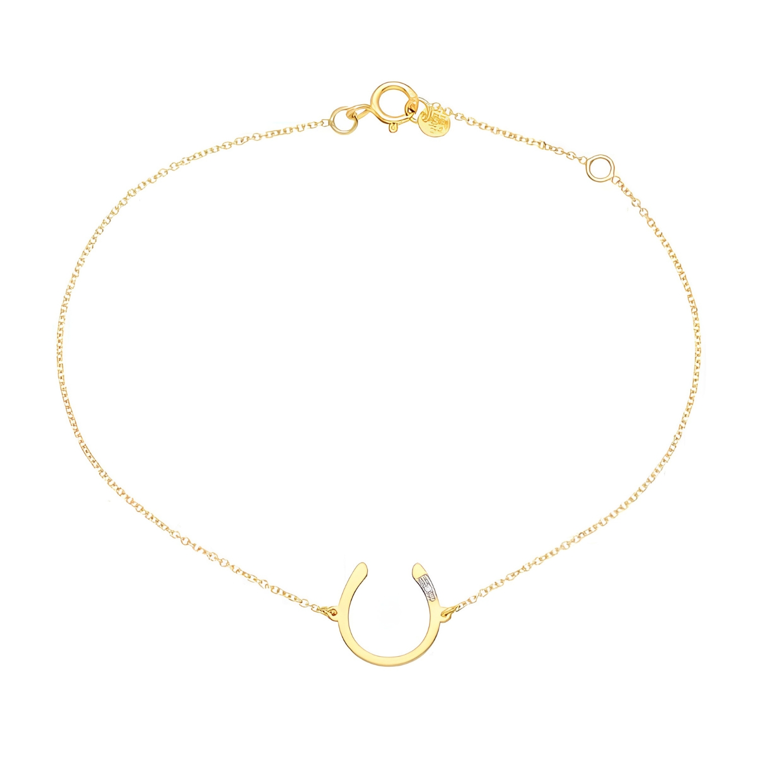 GOLD BRACELET WITH HORSE SHOE AND DIAMOND