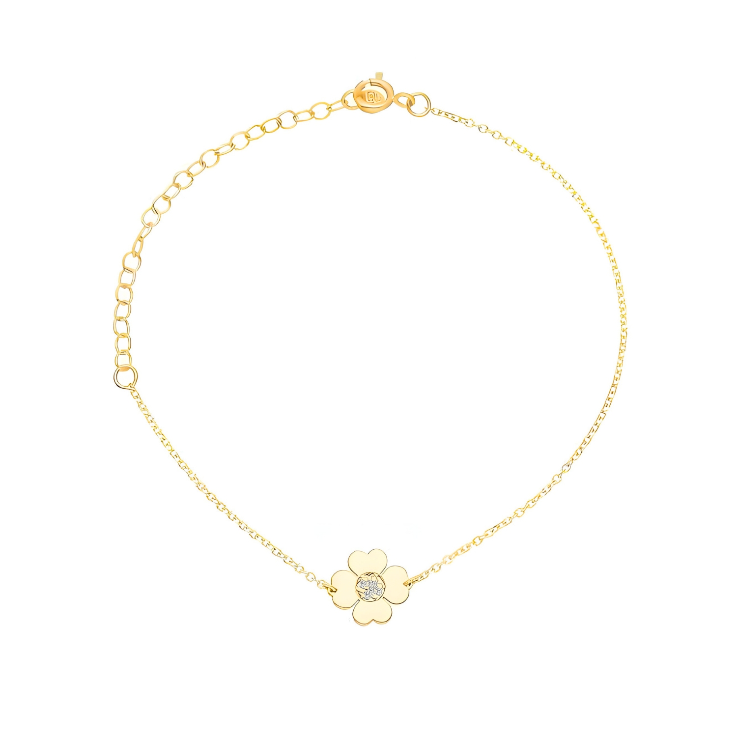 GOLD BRACELET WITH FLOWER AND DIAMONDS