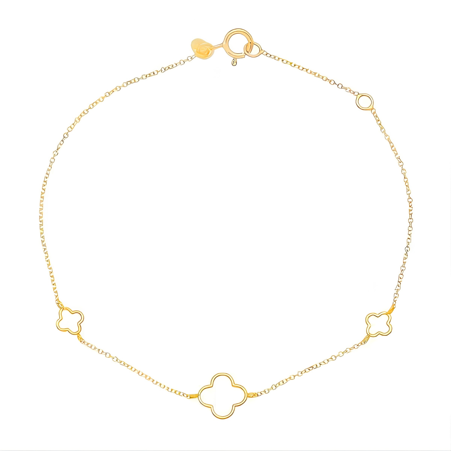 GOLD BRACELET WITH 3 CLOVERS