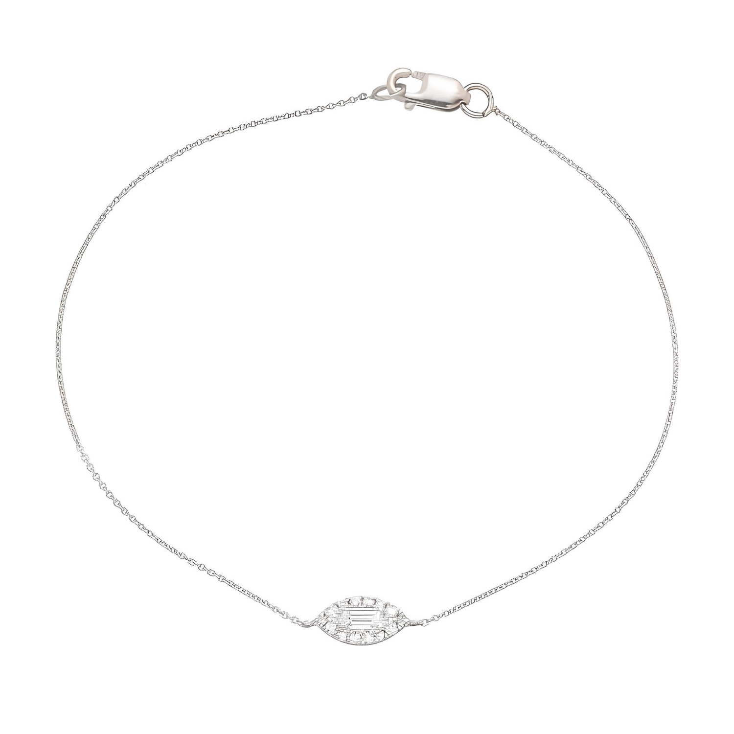 K14 WHITE GOLD BRACELET WITH DIAMONDS AND BAGUETTE