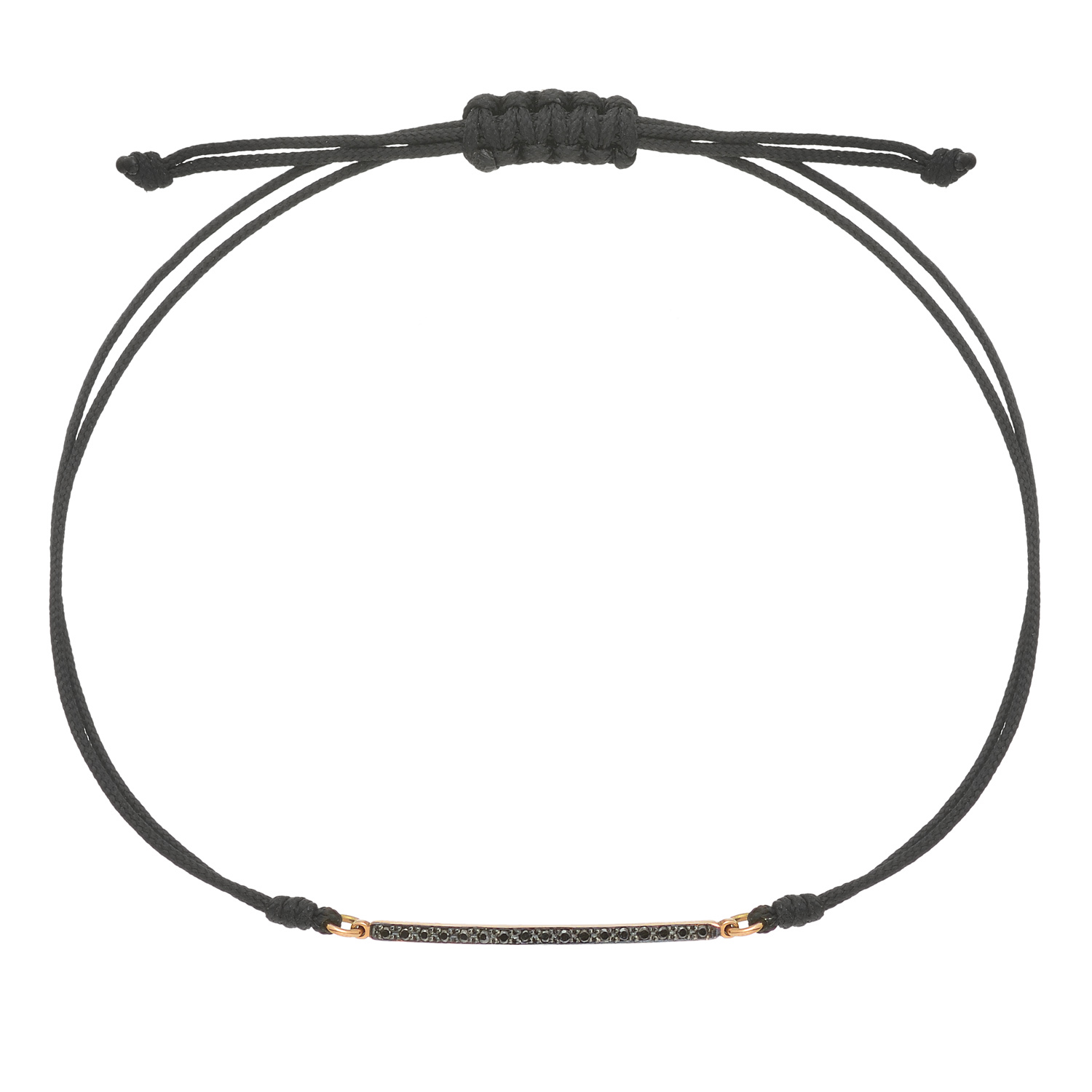 ROSE GOLD BRACELET K14 WITH BLACK DIAMONDS & CORD