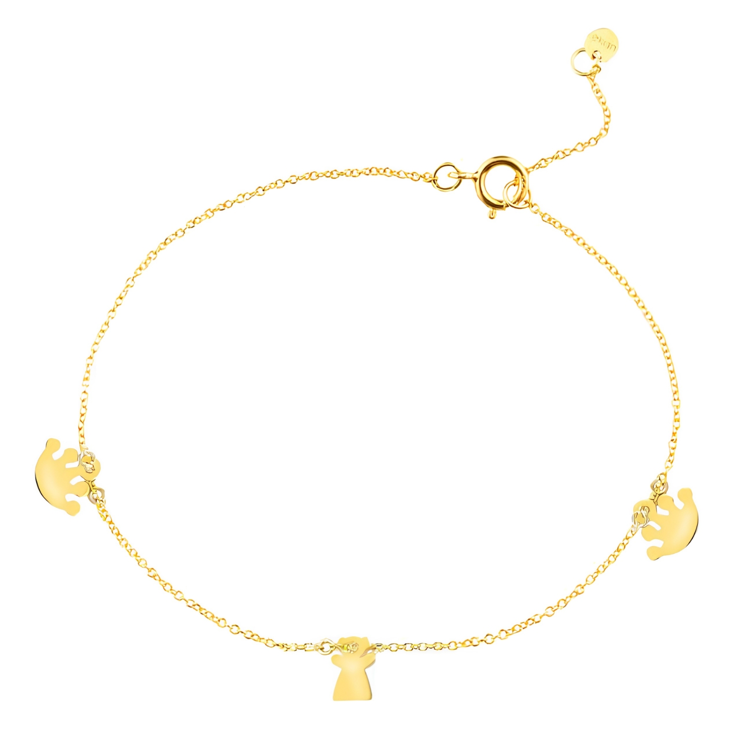BRACELET GOLD K14 WITH 2 CROWNS AND GIRL FIGURE