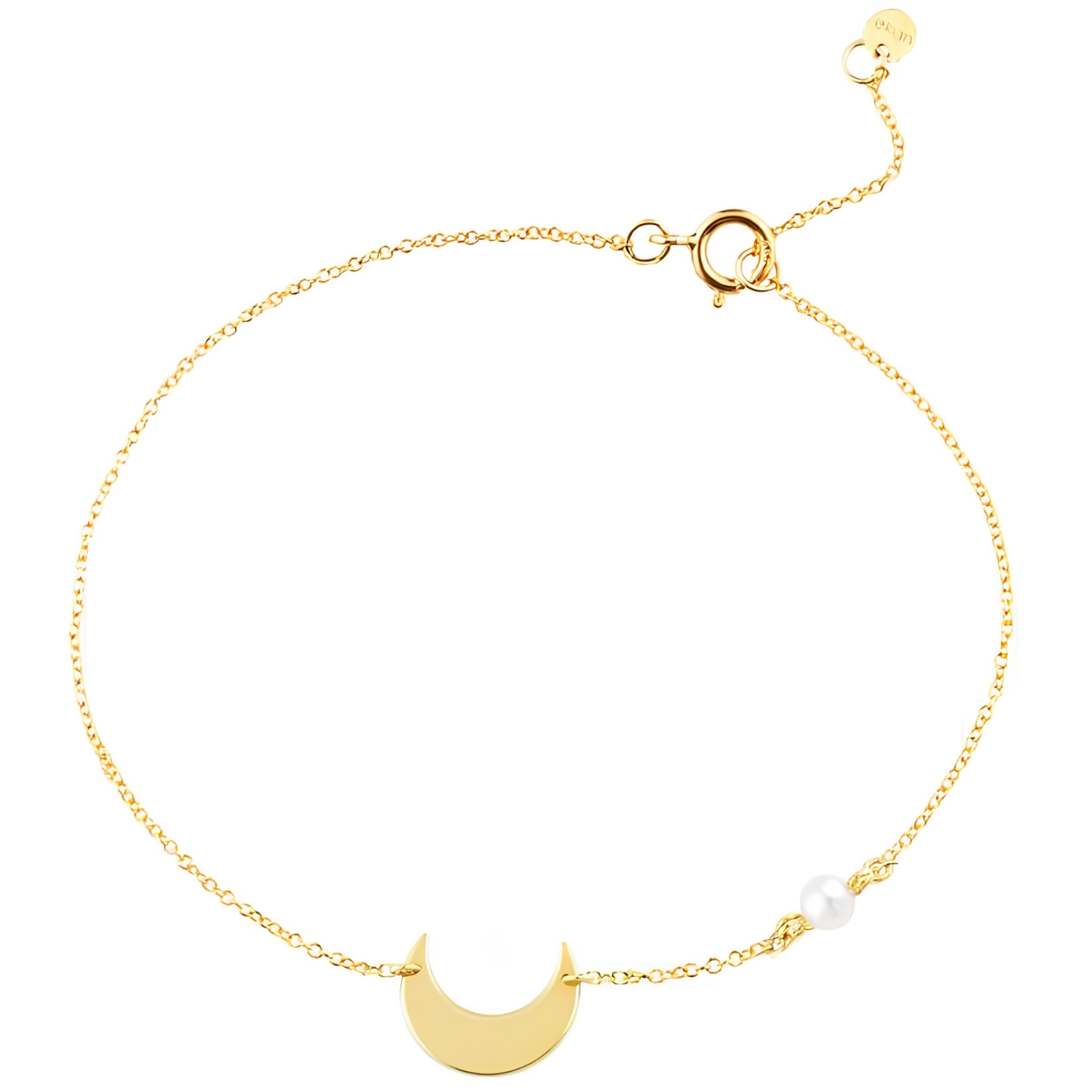 BRACELET GOLD K14 WITH CRESCENT AND PEARL
