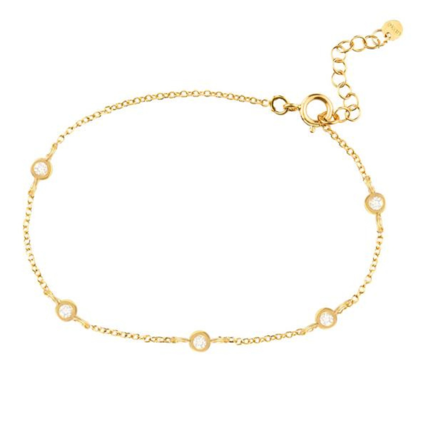 BRACELET GOLD K14 WITH 5 DIAMONDS