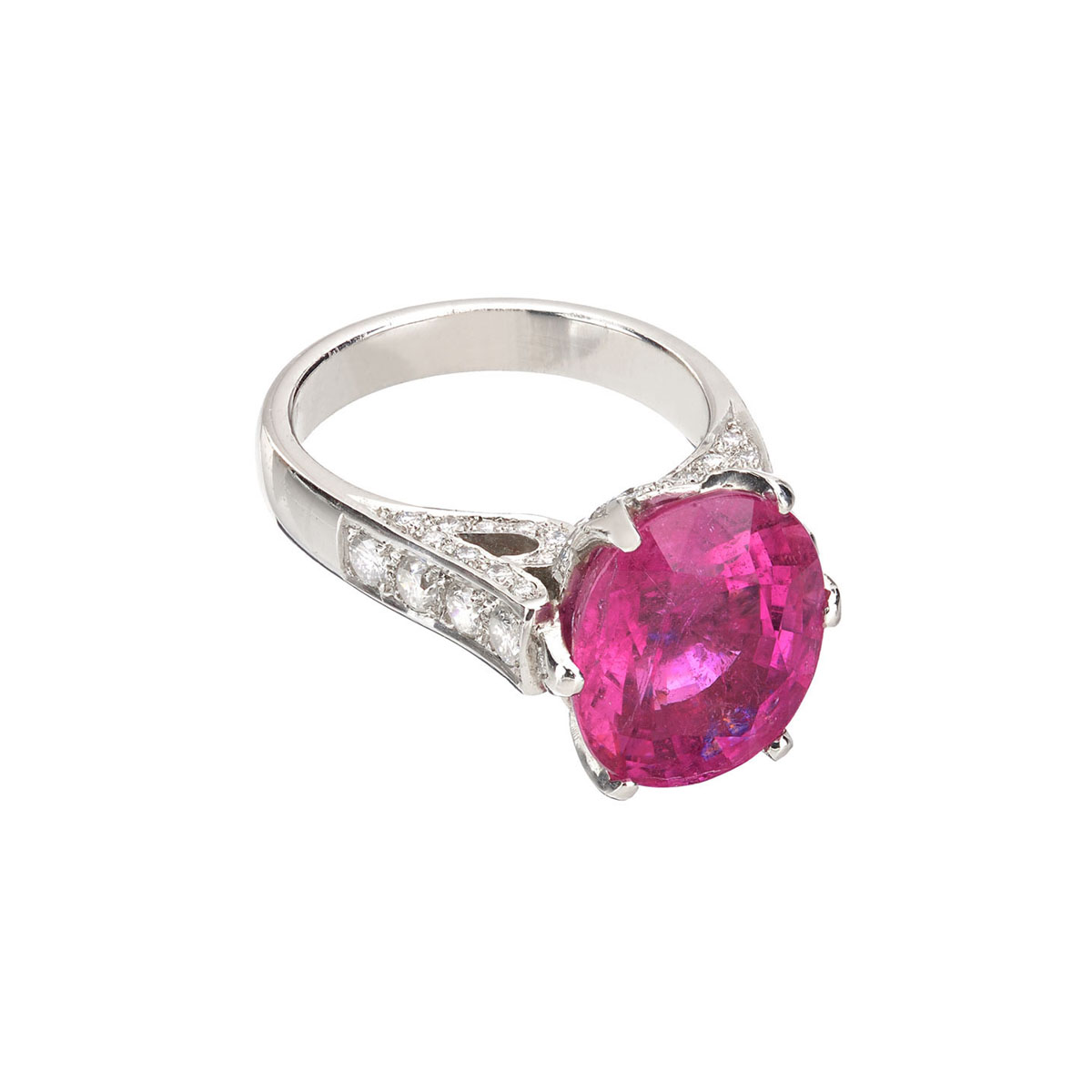 DIAMOND RING WITH SEMI-PRECIOUS STONES K18 WHITE GOLD